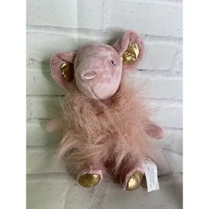 Tween Brands Pink Gold Furry Mouse Plush Stuffed Animal Justice Limited Too 8in